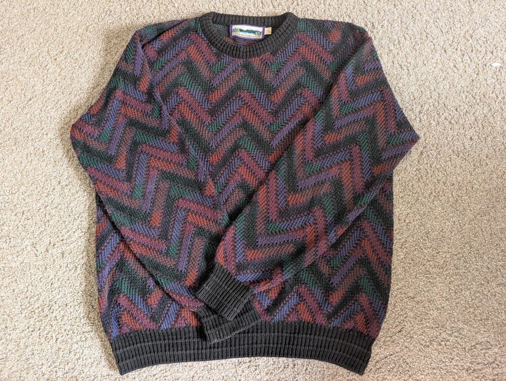 Sweater Retro Chevron Zigzag Vintage Shenandoah Unisex Large LT Pullover